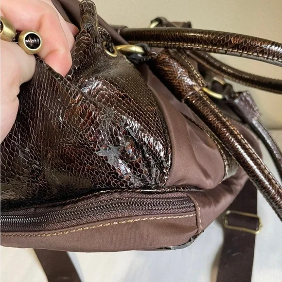 Sorksak Brown Purse with Faux Snakeskin Accents - Picture 6 of 8